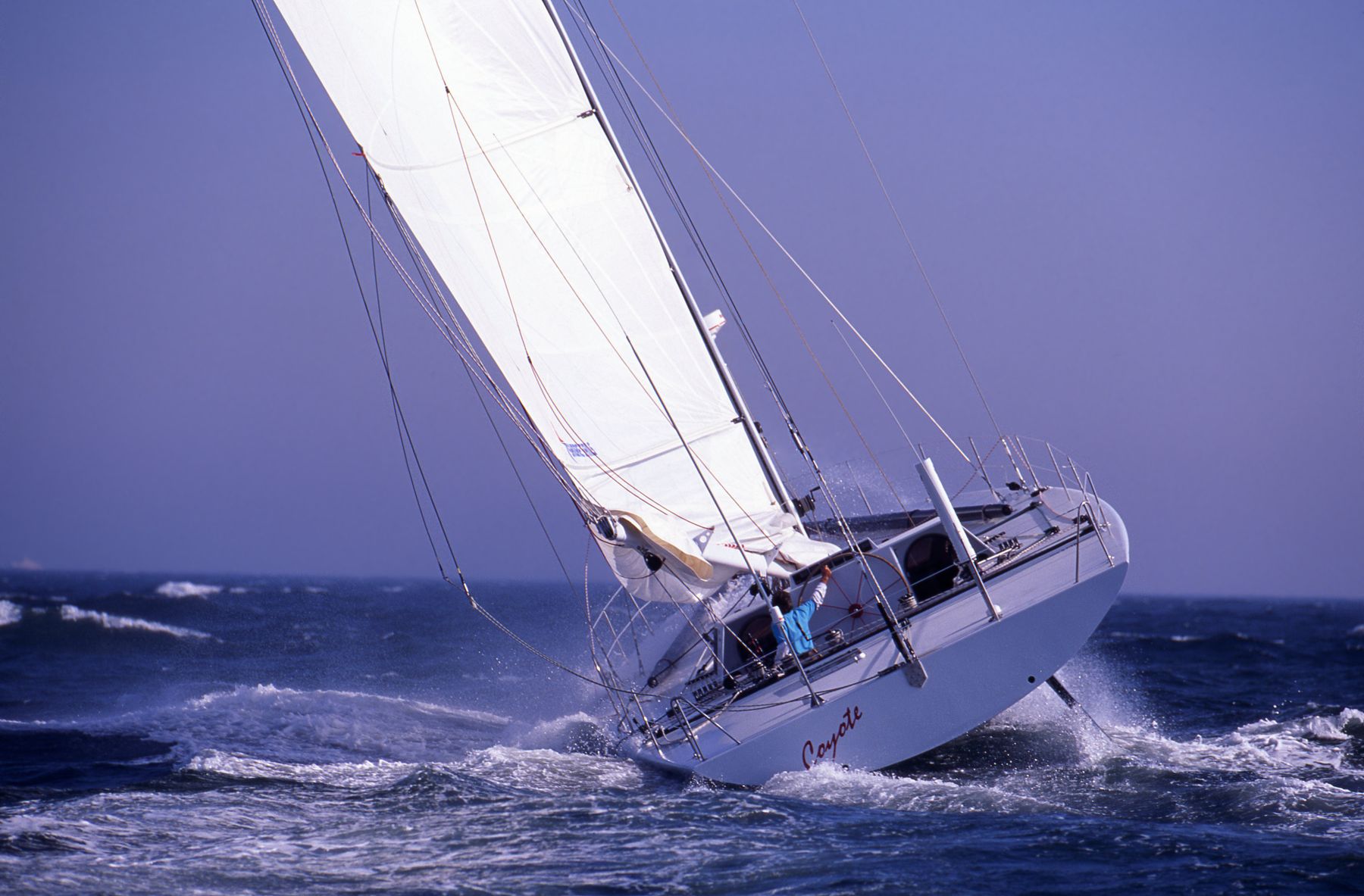 Mike Plant aboard Coyote, 1992. Photo: Billy Black